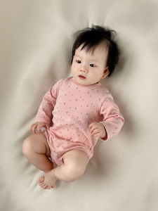 Pure Cotton Long Sleeve Triangle Romper Baby Clothes Cherry Design Infant Girls Suitable for 3 Months Old Babies And Toddlers