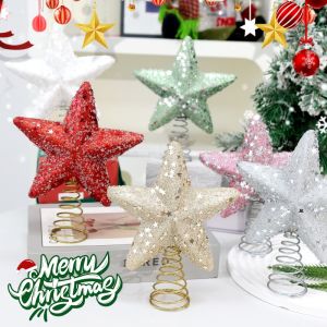 18เซนติเมตรที่ตกแต่งยอดต้นคริสมาสต์ทองเงินประกายโฟมต้นคริสต์มาสดาวเครื่องประดับท็อปเปอร์สำหรับงานเลี้ยงคริสต์มาสปีใหม่ตกแต่งยอดไม้