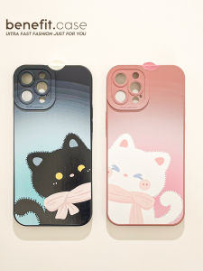 Adorable Black White Cat Couple Phone Case Liquid Silicon Full Cover Anti-Fall for Apple iPhone 121314 15pro 16promax XSsamAx R XR 8p Mobile Phone Protectors
