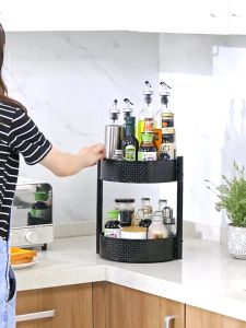 [SG Seller]Kitchen 360° rotating tray rack/Lazy Susan Turntable/Kitchen Storage Shelf Rack /Seasoning Spices racks