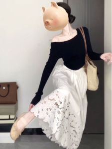 CHANGTONG | Spring Fashion Ootd Set Off-shoulder Top Midi Skirt