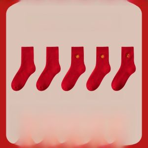 Thickened Woolen Socks for Men And Women Cat Person Annual Wool Socks Red Fleece Lined Winter Warm Home Socks Couple Socks