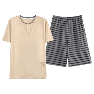 Bộ đồ ngủ nam MiiOW làm bằng vải cotton áo cộc tay quần ngắn thoải mái