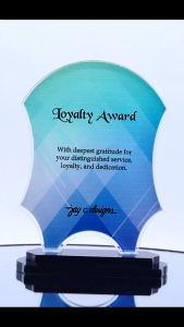 ACRYLIC PLAQUE - ACRYLIC TROPHY - AWARD - CUSTOMIZED PERSONALIZED JAY C. DESIGNS - 8012