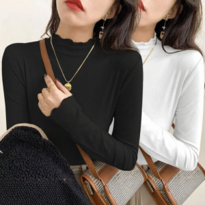 Lieoyuarn | Modal High-neck Long Sleeve T-shirt