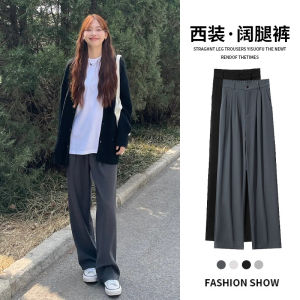 Gray Suit Pants Womens High Waist Drapey Straight Leg Narrow Version Wide Leg Pants Casual High-End Feel Spring Autumn New Arrival