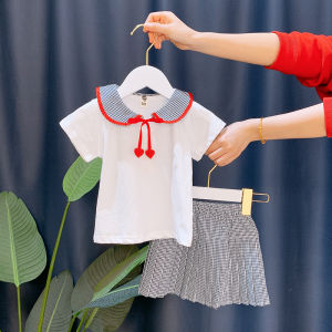 MackiyBear Summer Outfit Set for Baby Girls 1 Year Old Cotton Clothes Short Sleeve Dress And Pants Korean Style Baby Clothes