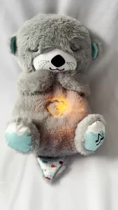 Baby Breath Baby Bear Soothes Otter Plush Toy Doll Toy Child Soothing Music Sleep Companion Sound And Light Doll Toy
