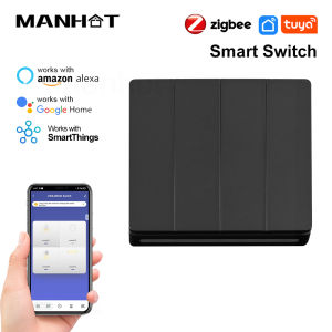 MANHOT Smart EU Zigbee Button Switch No Capacitor Required 1/2/3/4 Gang Wall Light Switch For Alexa Google Home SmartThings
