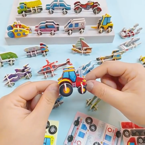 Puzzle Kertas Engineering Car 3D Paper Puzzle Kids DIY Art Craft Educational Toy Handmade Model Gift