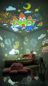 2025 New Upgraded Starry Sky Projector Lamp with Music Box Rotating LED Night Light Childrens Gift 15-Set Movie Sets (Powered) 21-Set Movie Sets (Rechargeable)