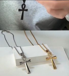 Kemstone người đàn ông thép không gỉ Anka Dây chuyền thập giá bạc mạ vàng đen Mặt dây chuyền đá Zircon trang sức vòng cổ