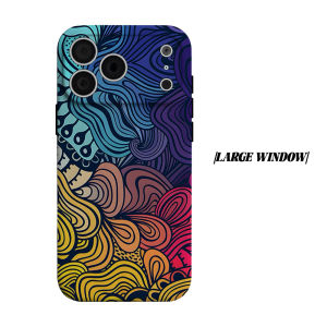 colorful wave doodle Phone Case for iPhone 18 17 16 15 14 13 12 11 Air Pro Max Plus Double-layer Cover
