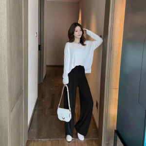 Bộ Đồ Hai Mảnh Ice Silk Rộng Rãi Cạp Cao Thời Trang Mùa Hè Chống Nắng Chống Lão Hóa Cho Nữ Quần Ống Rộng Phong Cách Cổ Tích