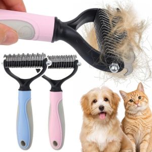 PawPulse【Local Stock】Professional Pet Cat Hair Removal Comb Brush Stainless Steel Double Sided Pet Grooming Brush Removing Tangles Cat Accessories