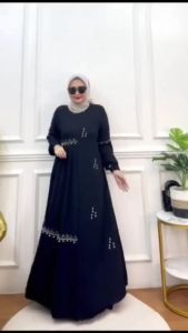 Windy Maxy Dress Gamis Wanita Aplikasi Payet Mutiara Pakaian Muslimah Cerutty Babydoll Premium Kekinian 2023