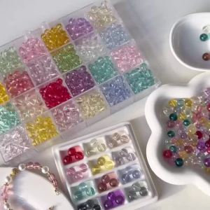 20-50Pcs 8/10mm Colorful Transparent Glass Round Beads Loose Spacer Beads for Jewelry Making DIY Bracelet Necklace Materials