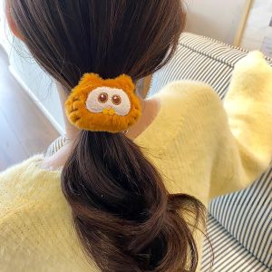 Cute Cartoon Garfield Cat Hair Ties Clips Soft Plush Hair Bands Bangs Holders High Elasticity Hair Accessories for Autumn Winter