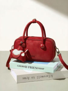 Josiny | Red Boston Style Handbag Crossbody Shoulder Bag