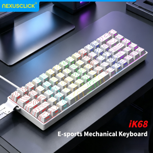 NexusClick iK68 Mini Mechanical Keyboard Hot‑swap RGB Full Key Anti‑Ghosting Ergonomic Wired Gaming Keyboard with Ribbon Strap