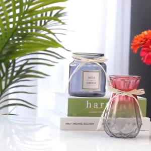 Bình hoa thuỷ tinh đa giác tặng kèm nơ nhiều màu trang trí nhà cửa phong cách Bắc Âu Trùm Sỉ Gia Thành