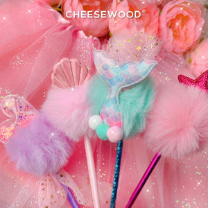 Cute Fairy Rose Plastic Ballpoint Pen Student Lovely Creative Internet Famous Girl Heart Shiny Ball Pen Bullet Tip Black Ink