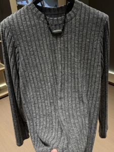 Áo Thun Nam Tay Dài Cổ Tròn Dệt Kim Đơn Giản Màu Xám Sọc Phong Cách Hàn Quốc Đa Năng Lông Cừu Áo Sơ Mi Cơ Bản Mùa Thu