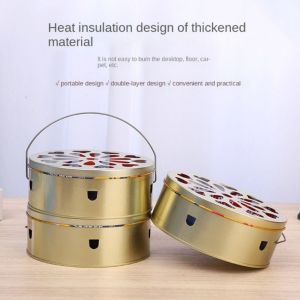 Mosquito Coil Tray Home Hotel Metal Tray Sandalwood Rack Repellent Incense Plate Mosquito Coil Holder With Cover