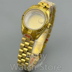 NH05 28mm Fluted Curved Sapphire Glass Steel Diving Watch Case For Ladies Fit NH05 NH06 Movement Fit Womens 20.5mm Dial