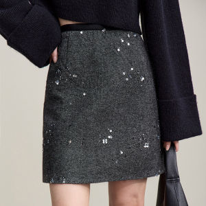 AMII | French Elegant Office A-Line Wool Blend Mini Skirt