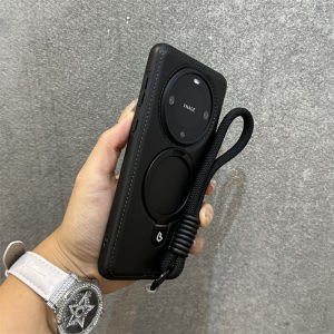 Black Magnetic Leather Phone Case for Huawei Mate60 pro Large Hole Business High-End Brand New Model Male Female Dual Use Stand