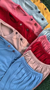 Arkan Baby - Setelan Baju Bayi Lengan Pendek Kancing Pundak Motif Polos