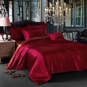 🔥MÃ ĐỎ ĐÔ🔥Bộ Ga Gối Phi Lụa Silk Cao Cấp Nằm Mướt Mát Mềm Mại Ảnh Chụp Thật Tế _ Nemtot Bedding