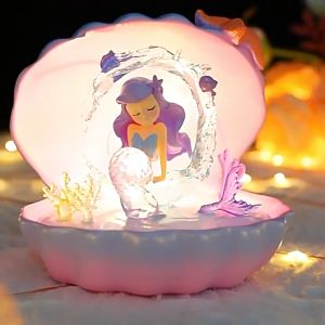 Đèn ngủ Ariel nàng tiên cá Disney Đèn ngủ công chúa Disney Đèn ngủ vỏ sò mỹ nhân ngư cỗ xe Mermaid cổ tích phát sáng