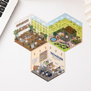 Korean Style Miniature Scene Stickers 3D House Stickers Goodvibesummer Scene Building Stickers Stationery Business Supplies