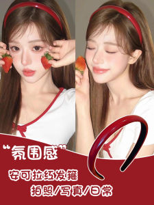 กิ๊บติดผมหนังสีแดงสไตล์ย้อนยุคสำหรับผู้หญิง กิ๊บติดผมทรงสูง กิ๊บติดผมป้องกันการลื่น กิ๊บติดผมตกแต่งหน้าเล็ก