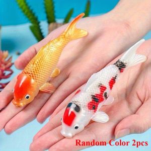 2/4PCS Artificial Koi Decor - Realistic Multi-Color Fish for Aquarium/Pond | 3D Scales & Moving Eyes | Eco-Safe Plastic
