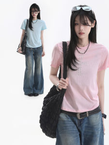 zuocisankon | Vintage Retro Stars Cross Pink T-Shirt