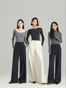 HIPPIE MISS | Flannel Wide Leg Pants Straight Fit for Petite