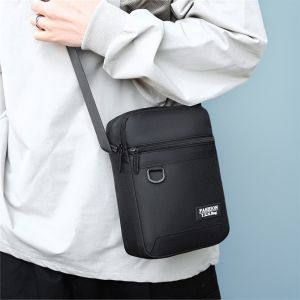 Casual Vertical Mens Shoulder Bag Small Size Nylon Fabric with Zipper Closure Youth Suitable Crossbody Bag for Traveling