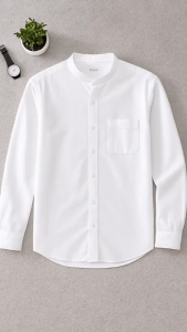 Kemeja Kerah Sanghai Lengan Panjang Basic Kemeja Kerah Koko Pria Kemeja Slim Fit