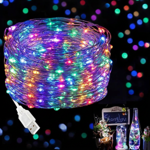 1pc 16.4ft 50led/32.81ft 100led Fairy Light Usb powered Warmwhite/White/Multicolor Best for Garden/Yard/Tree/Room Decor
