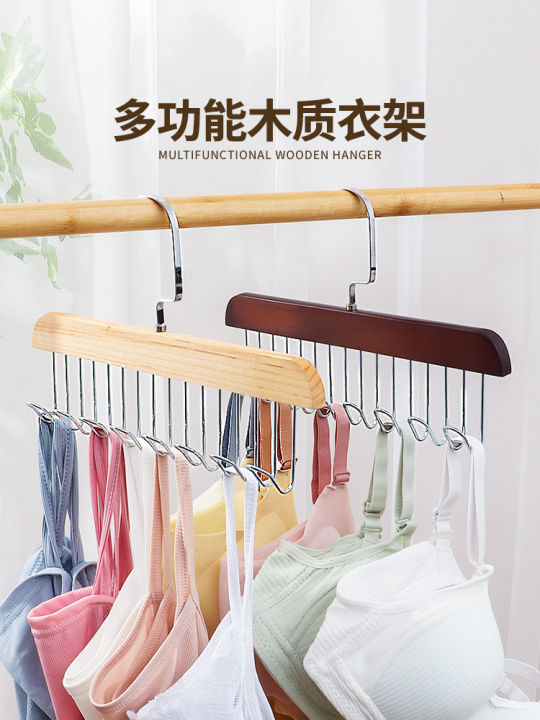 Wave Hanger Multi-Functional Solid Wood Intimates Sling Tie Stockings Storage Rack Wooden Hanger Hanger Clothes For Home