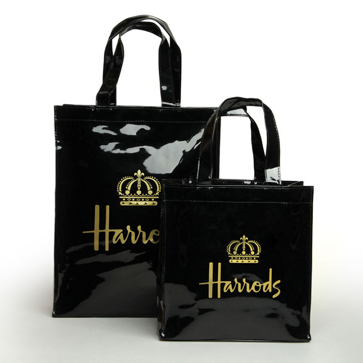 New Arrival British Famous Harrods Black Crown PVC Waterproof Environmental Friendly Shopping Bag Handbag Lunch Bag Lazada PH