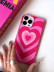 Compatible with iphone 15 Pro Max Casing 11 Heart Pink Black xr xs Max 7 8 Plus Gloss TPU iPhone Case 11Pro 13 12 14 15P