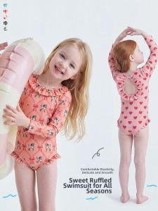 HUANHUAN | Sleeved Sun Protection Girls Swimsuit