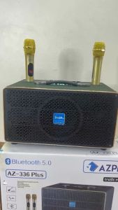 Loa Vali xách tay chính hãng Bluetooth di độngAZ-D 336Bass 15-3 đường tiếngMạch 7 núm chỉnhThùng gỗ bọc da cao cấpTặng 2 mic không dây sóng UHF vỏ kim loại