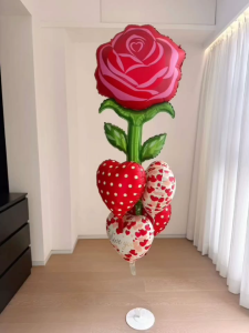 Large Fushia pink 53 inches Rose flower happy Valentines day Wedding love theme party decorations aluminum foil balloon