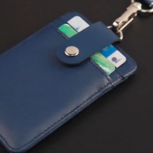 New Genuine leather Business Work Card Holder Fashion ID Badge Holders with Nylon Lanyard ID Chest Cards Name Tag Case Office Supplies