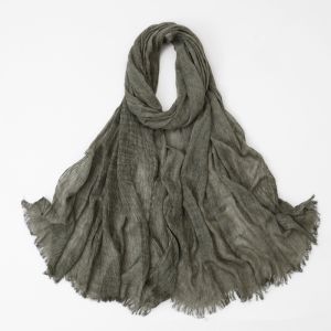 Fashion Cotton Linen Scarf Crinkle Design Hijab Middle Eastern Scarf Wrap Popular Solid Dubai Headwrap